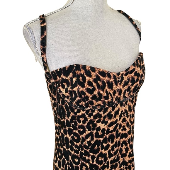 Pretty Little Thing Leopard Print Stretch Strappy Body Con MIdi Dress 12 - Picture 6 of 11